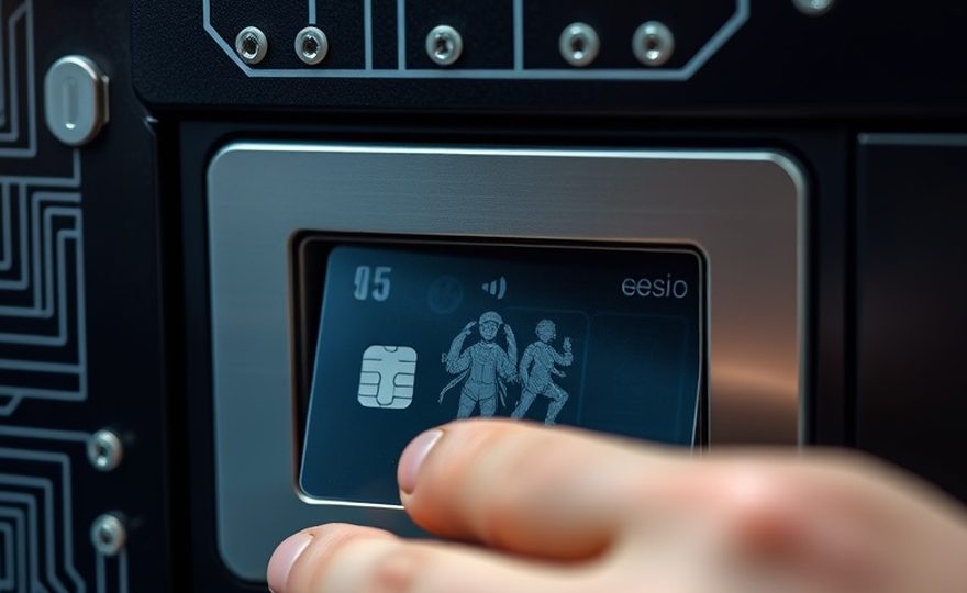 Self-service terminal fitted with anti-skimming protection